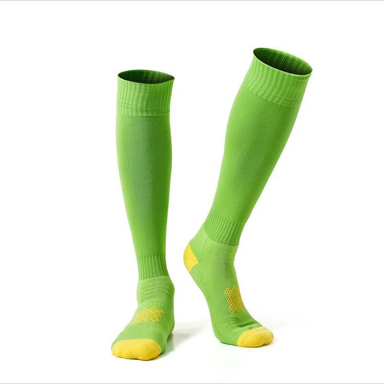 

10P Pack Custom Cotton Moisture Wicking Heavy Cushion Knee Green Soccer Socks for Men Women, As picture shows