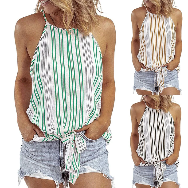 

F30564A ready to ship unlined upper garment of condole of fashionable stripe women tanktop women's vest for ladies, As picture