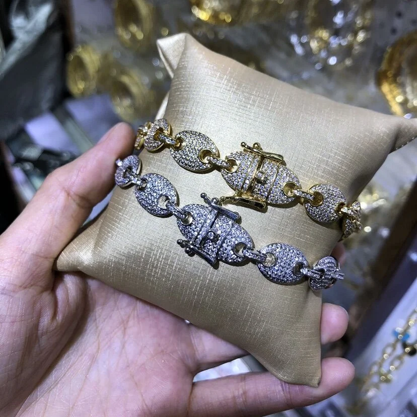 

modern summer iced out bling cz coffee beads link chain high quality 5A cubic zirconia wrist hip chain bracelet pulsera jewelry
