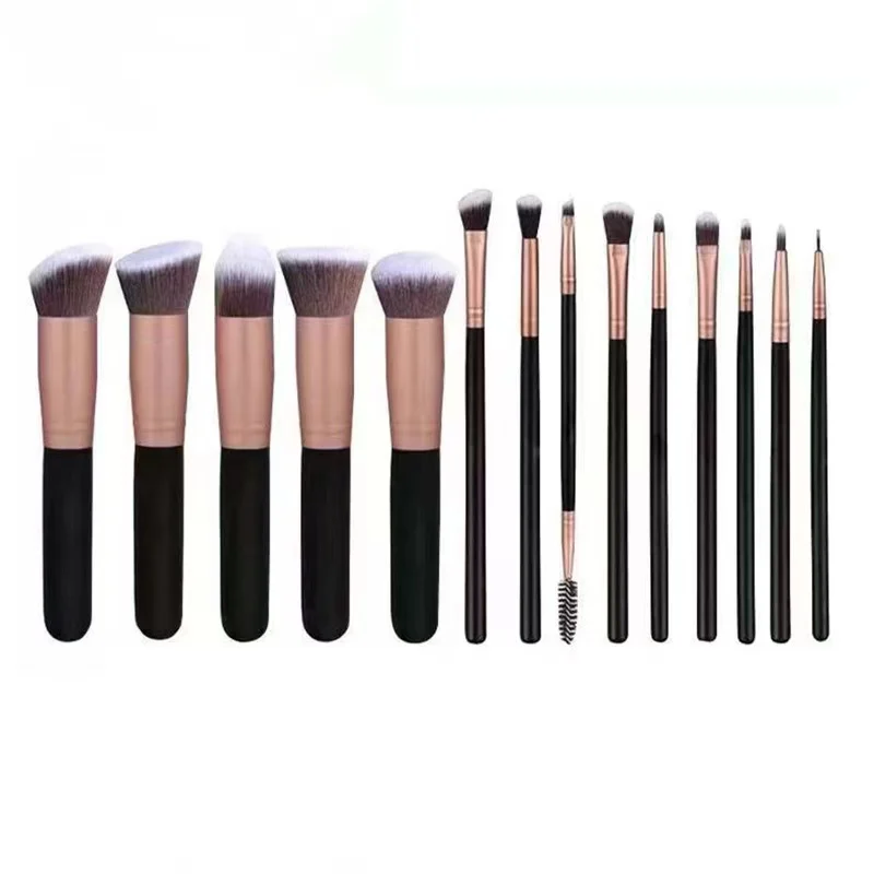 

Free Sample Makeup Brushes/Crystal Black Handle Makeup Brush Set/Custom Logo Make Up Brushes 14pcs brush set, Black silver rose god brush