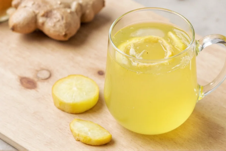 Fresh ginger slices steeping in glass pitcher with water, showing proper ginger to water ratio for health benefits