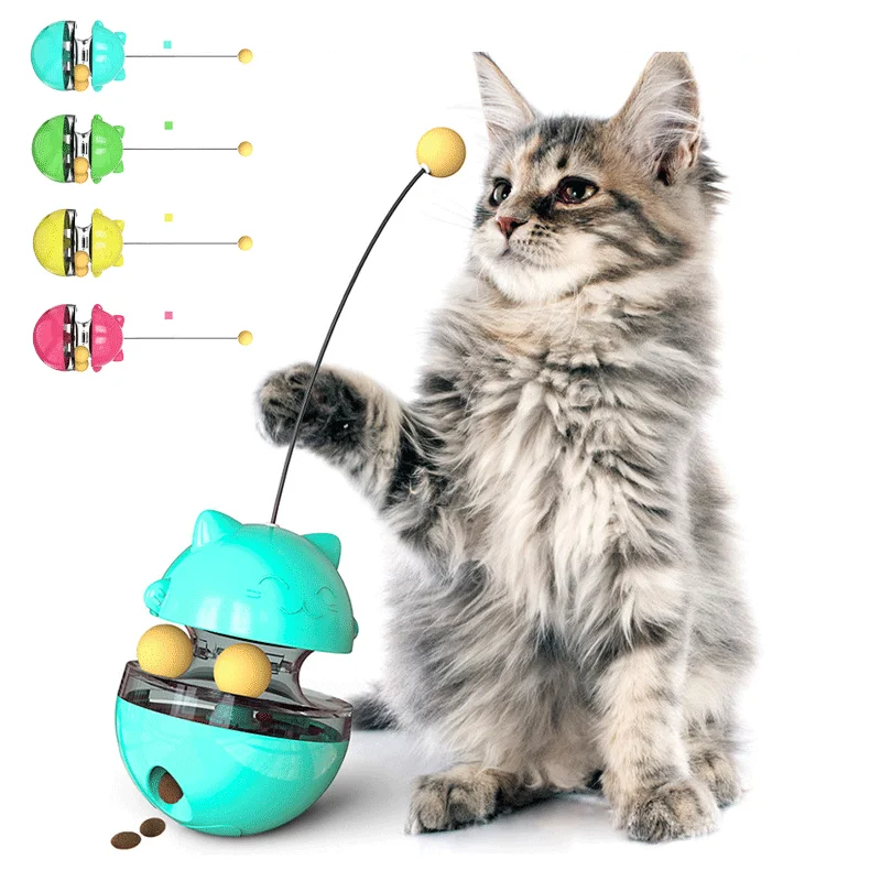 

Automatic Spinning Treat Dispenser Tumbler Ball Leaking Food Pet Slow Feeder Cat Interactive Toy