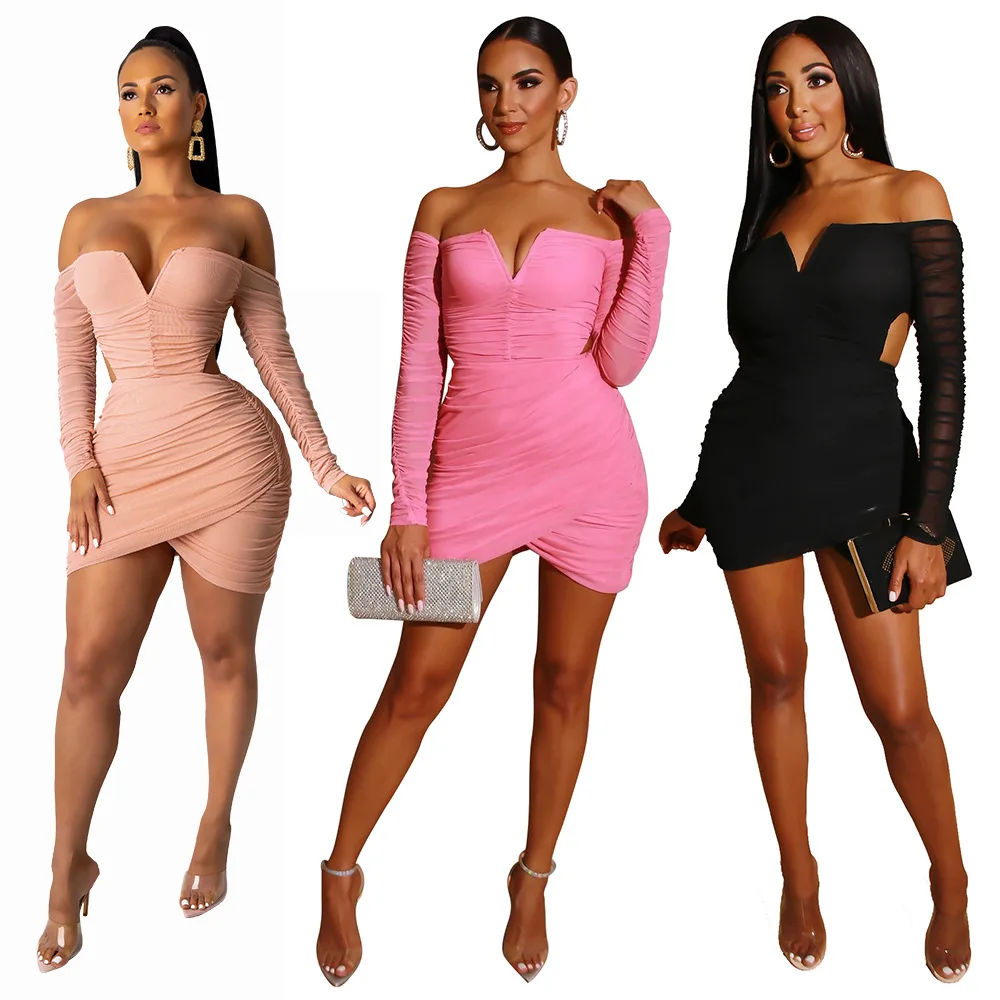 2019 Women Clothing Sexy Mesh Dress Bodycon Dress Club Wear Casual Fashion Dress Latest Design