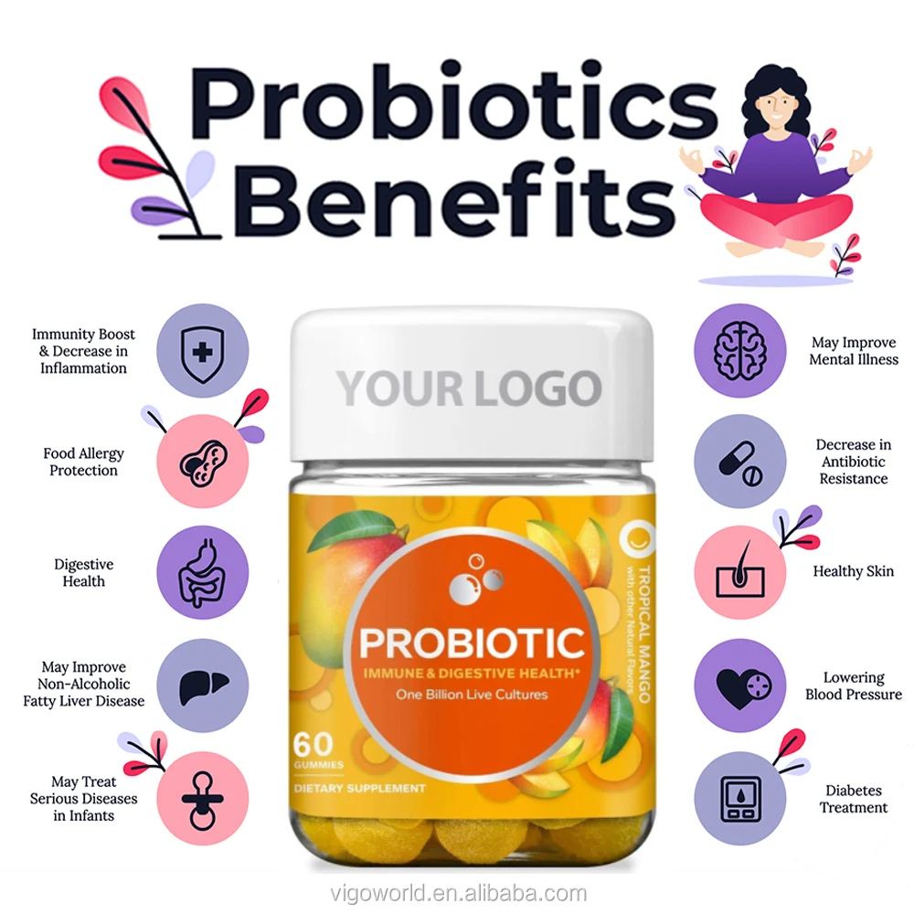 Private Label Dietary Supplement Adults Pectin Gummy Probiotic Gummy