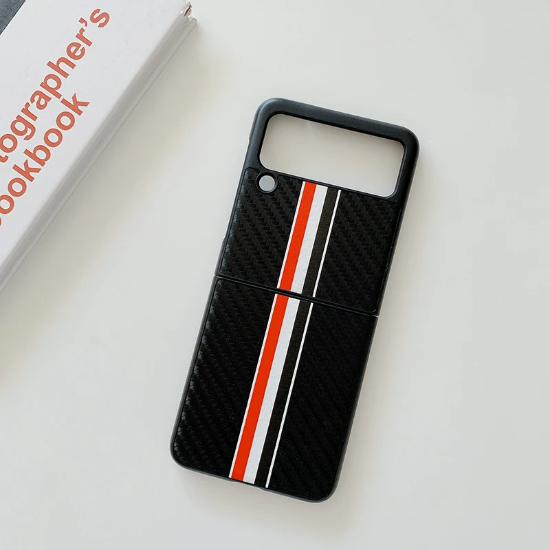 

Carbon Fiber Shockproof Cellphone Cover Soft PC PU Mobile Phone Case For Samsung Galaxy Z Flip 3 Cover, Transparent