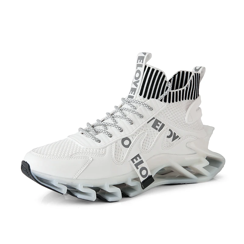 

Wholesale men running shoes 2021 fashion sports shoes luminous men's sports shoes blade sneakers for men, Black white