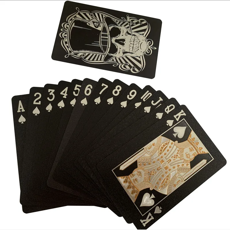 

Black foil Funny terror smiling face PET black playing cards