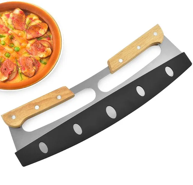 

Amazon Hot-Selling 14" Premium Pizza Cutter Rocker Sharp Stainless Steel Pizza Knife Slicer Blade