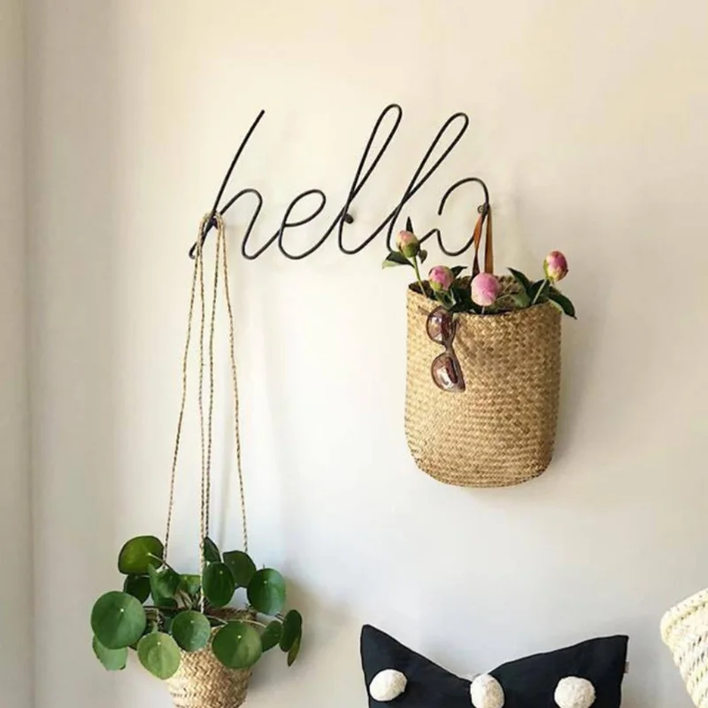 

Ins Nordic fashion metal wrought iron three-dimensional letters living room wall decoration, White/pink/black/blue