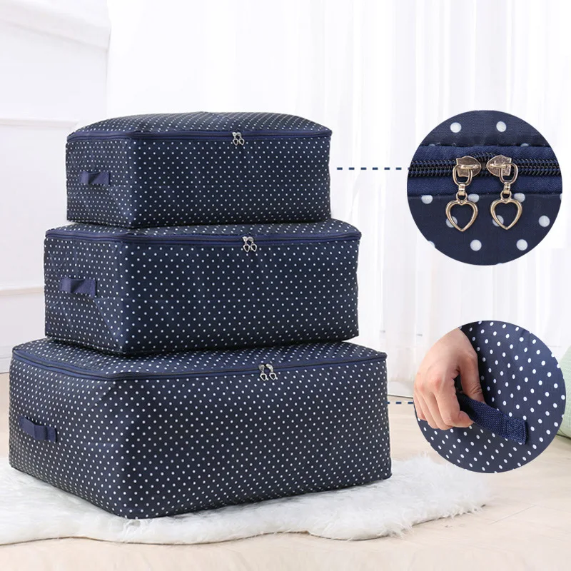 

Portable Clothes Storage Bags, Large Capacity Foldable Space Saver Bags Reinforced Handle Organizer with Zipper