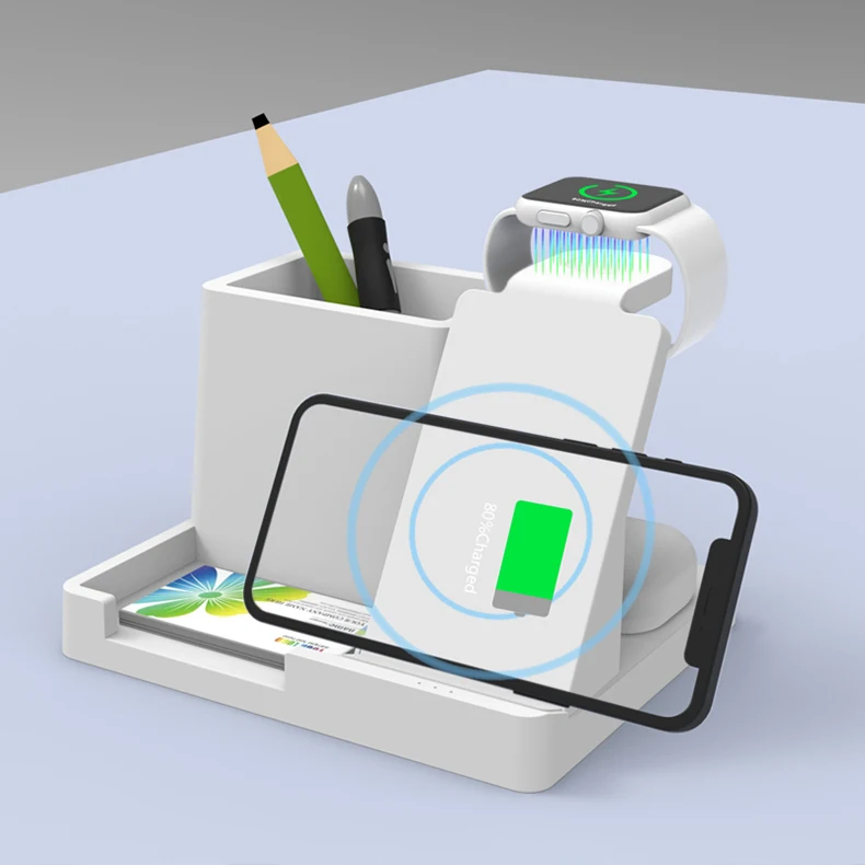 

OEM ODM custom wholesale table 3-in-1 wireless charger for iwatch for iphone 12 pro max, Black ,white,customized