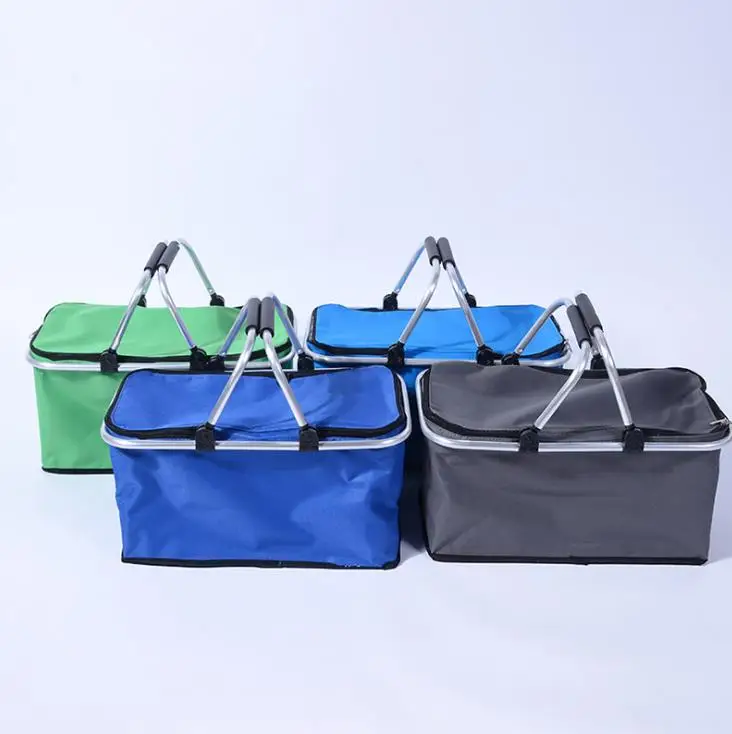 

Portable Picnic Lunch Bag Ice Cooler Box Storage Travel Basket Cooler Cool Hamper Shopping Basket Bag Box, 4 color