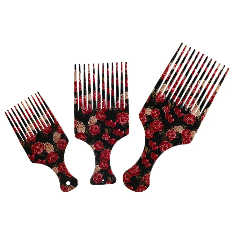

Fashion rose pattern plastic beauty hair comb wholesale Salon fork comb Oil Head Comb, Customized color
