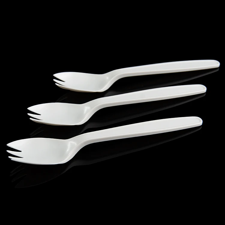 

8 Inches Biodegradable Disposable Plastic Dinner Tableware Corn Starch CPLA Degradable Food 2 In 1 Fork Spoon, White