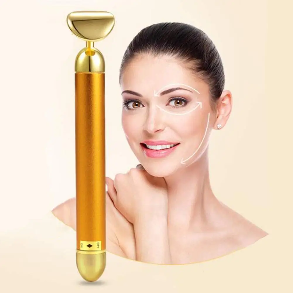 

Factory Price Oem Electric Energy Beauty Bar 24k Golden Pulse Skin Care Gold Facial Roller Massager For Lifting Tightening Skin