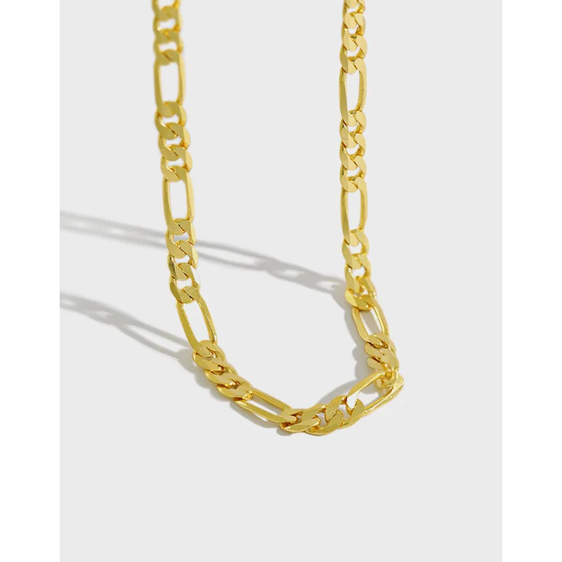 

18K Gold White Gold Plated Sample Sterling Silver Figaro Chain Necklace Hiphop Link Chain S925 Silver Choker Necklace