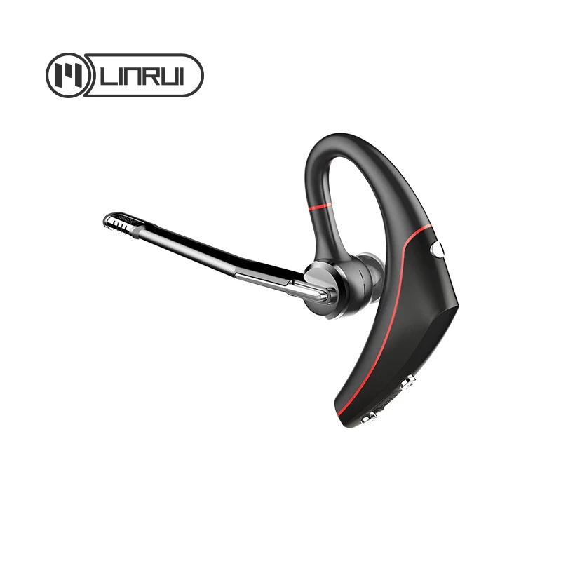 

long battery headphone with mic handsfree one ear earphone bicycle earhook business trucker wireless single side headset, Black white red