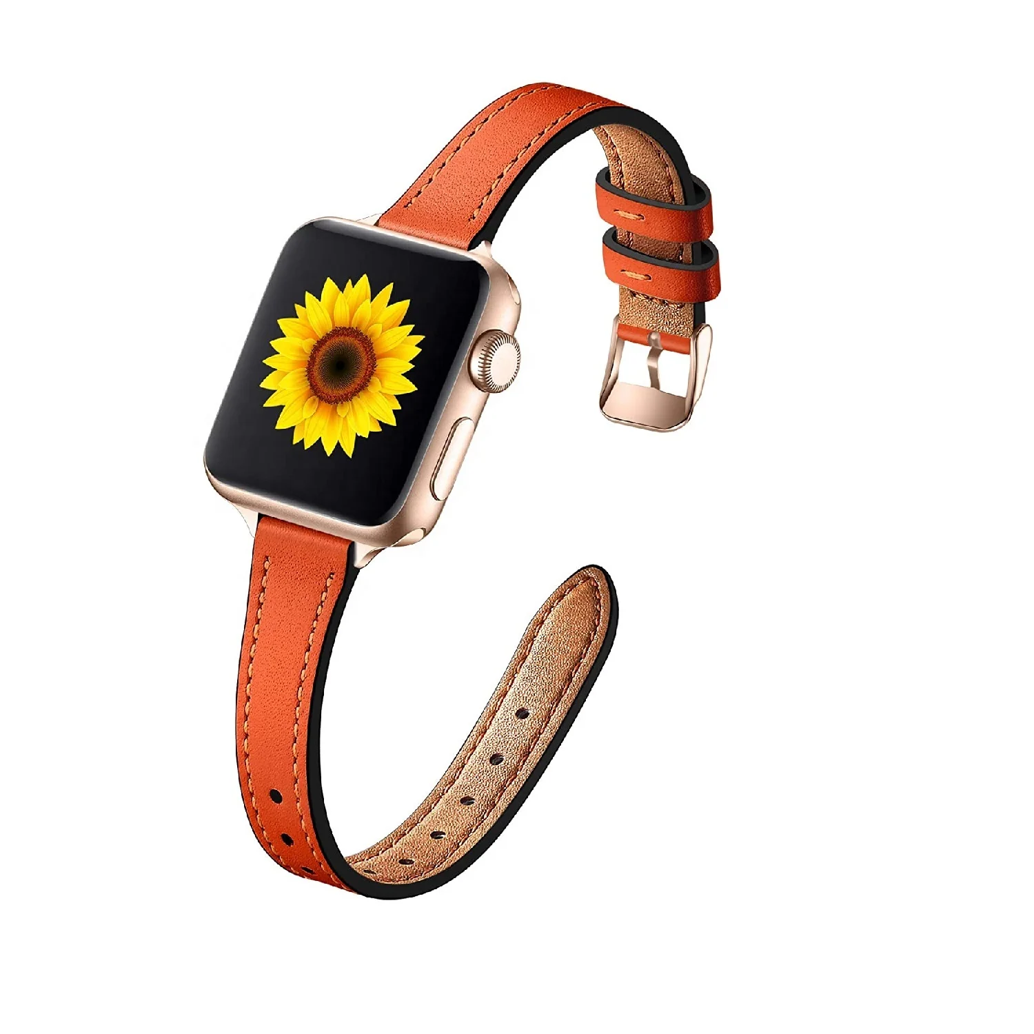 

Slim Leather Watch Band for iWatch Series SE 7 6 5 4 3 2 1, 44mm 40mm 45mm Luxury Apple Watch Bands Leather Christmas Gift