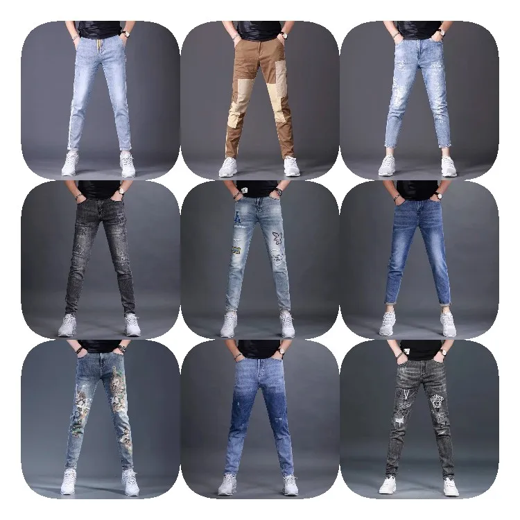 

Factory Supply New Casual Overlay Jeans Trousers Fashion Designers Pant Men's Jeans