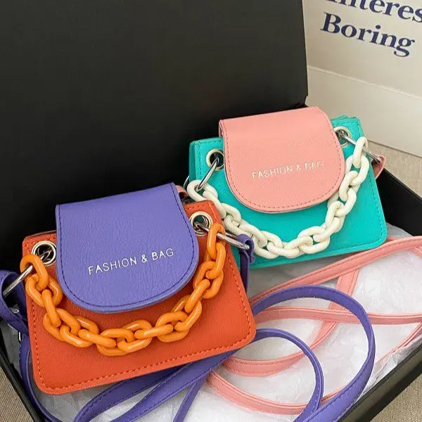 

Fashion Candy Color Kids Purses 2021 And Bucket Hat Lock Handbag Pu Leather Crossbody Cute Mini Kid Purses And Handbags Girls