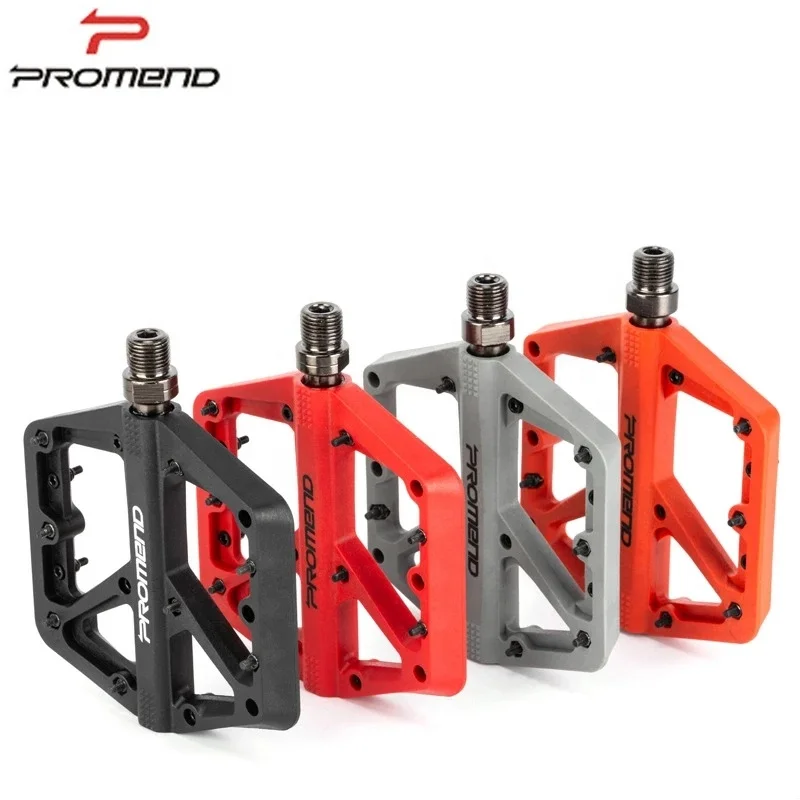 

PROMEND Mountain Bicycle Pedal BMX Nylon Fiber 16 pin Anti-Slip Ultralight Pedals Cycling 9/16 Flat Pedal MTB Bike Parts, Black / red / grey / orange