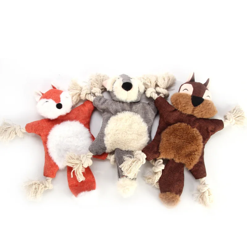 

Wholesale dog plush toy squirrel fox shape with ringing paper pet supplies