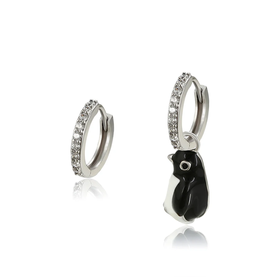 

A00497825 Xuping cute jewelry rhodium plated penguin shaped hoop earring for party