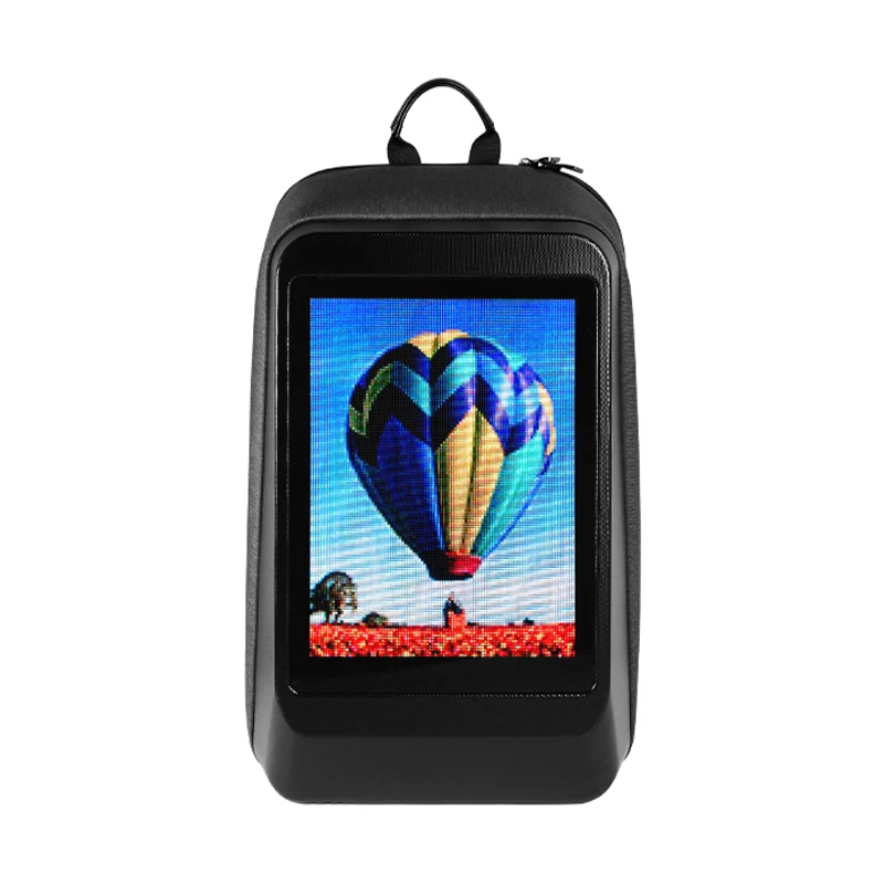 

Newest hot sale LED backpack Soft Shell Waterproof smart 4G APP Control dynamic led bag LED display Backpack with led screen, Black