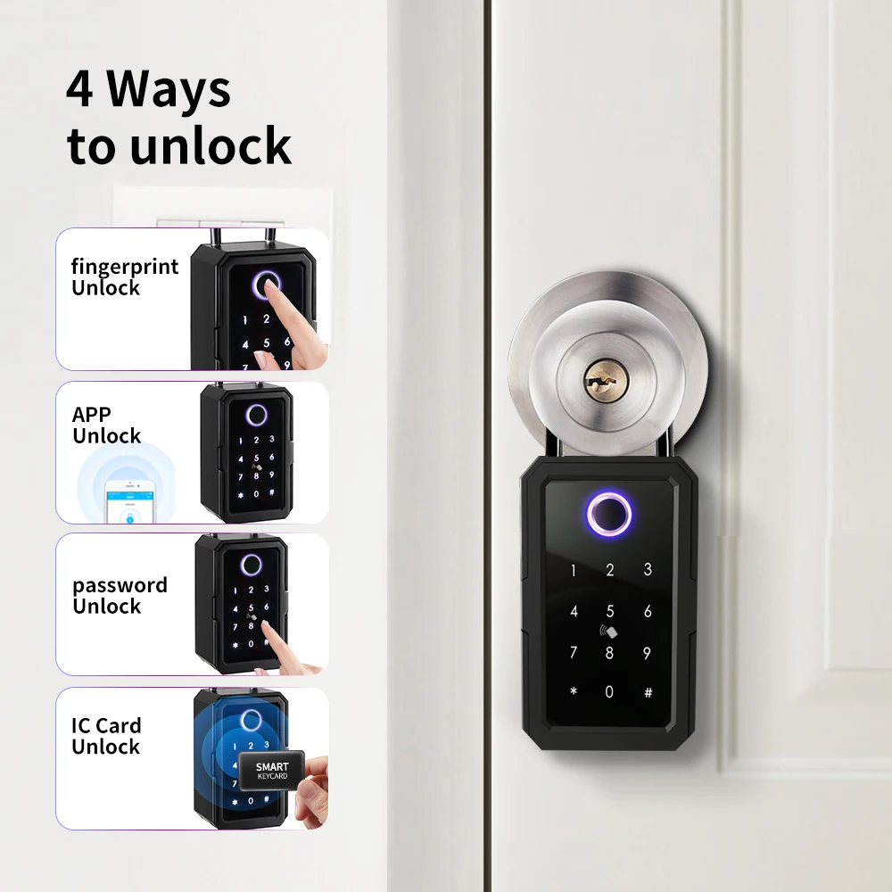 

Key Holder Box Smart App Fingerprint Passcode Combination Wall mounted Key Storage ttlock Smart Lock Box