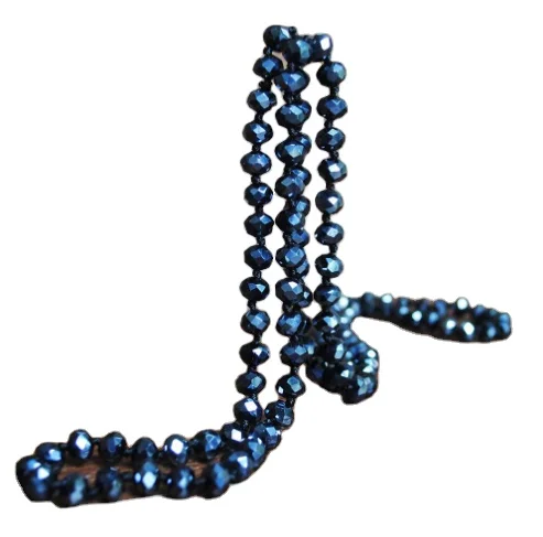 

Women handmade shiny glass crystal beads knotted necklace girls long crystal semi-precious stone necklace gifts for her, As picture