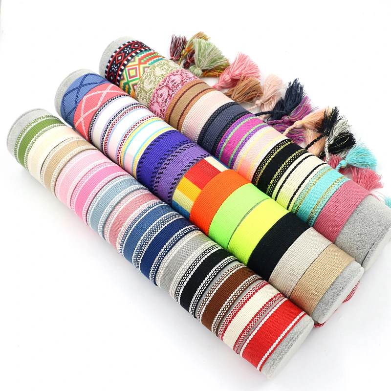 

Webbing Bracelet Blank Wrist Band Can Be Embroidered Tassel Hand-woven Wrap Bracelets DIY Bracelet 41 Color Mixed, As picture