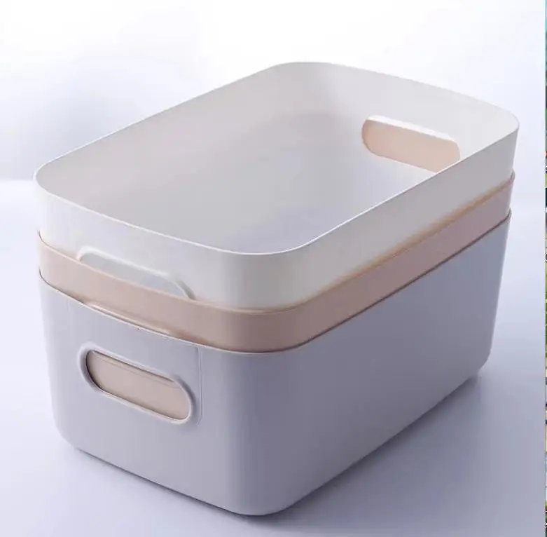 

2021 new pp plastic basket storage bathroom cosmetics storage basket snack kitchen desktop sundries user-friendly storage box, White;light grey;khaki