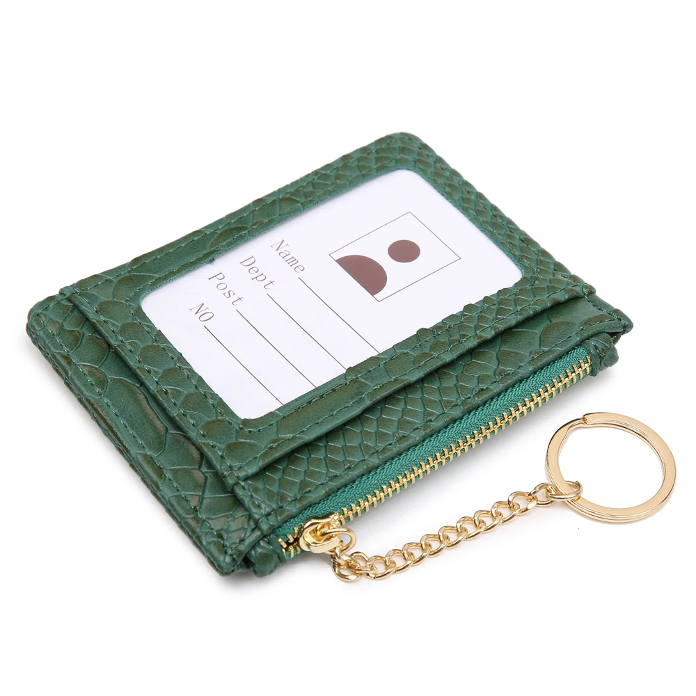 

2020 Good Quality New Fashion Zipper Card Holder Women Men Snake Pattern Slim Coin Purse Wallets With Key Ring, Green,blue,brown,pink,gray,black,yellow