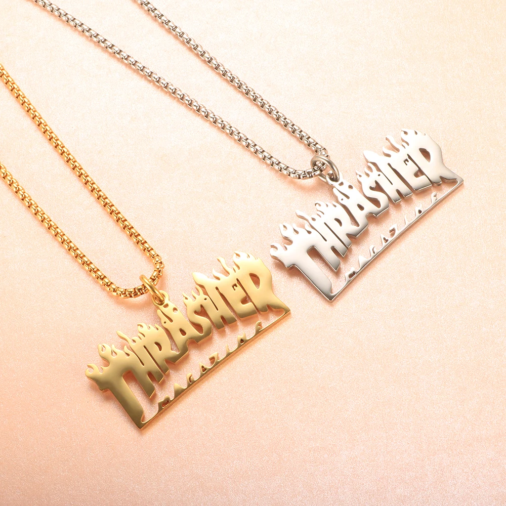 

Custom Name Plate Plated Gold Silver Fashion Stainless Steel Necklaces Neck Chain Pendant Necklace Hip Hop Necklace Jewelry