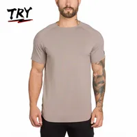 

Sports wear Men's Tee Shirt Active Short Sleeve Shirt Blank t-shirt custom mens round bottom tshirts with split side hem