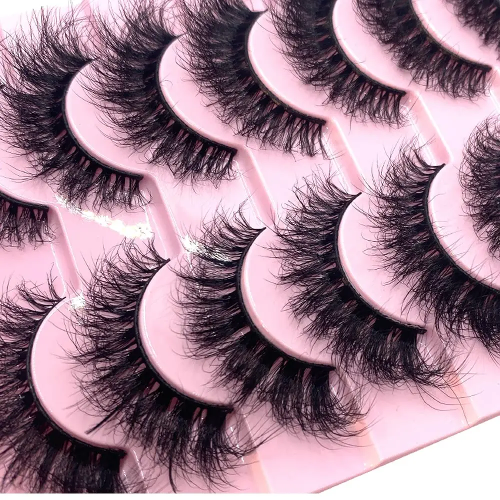 25mm Cross Long Thick Handmade Cruelty-Free Faux Mink 3D Full Strip False Eyelashes Wispy Strips Customizable