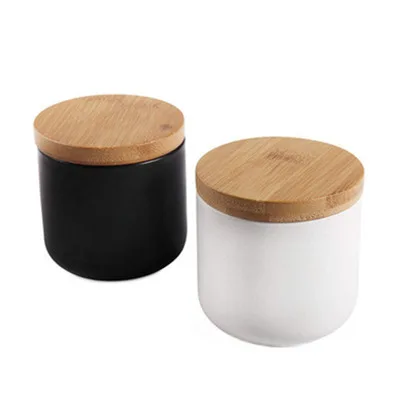 

Kitchen Sealed Ceramic Jar Airtight Storage tank Spices Tank Tea Container With Bamboo Lid Salt Storage Bottle Coffee Caddy, White/black