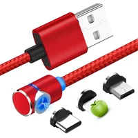 

New arrival magnet 3 in 1 mobile phone Nylon Braided Micro USB charger Magnetic Charging Cable for Android for iphone for type c