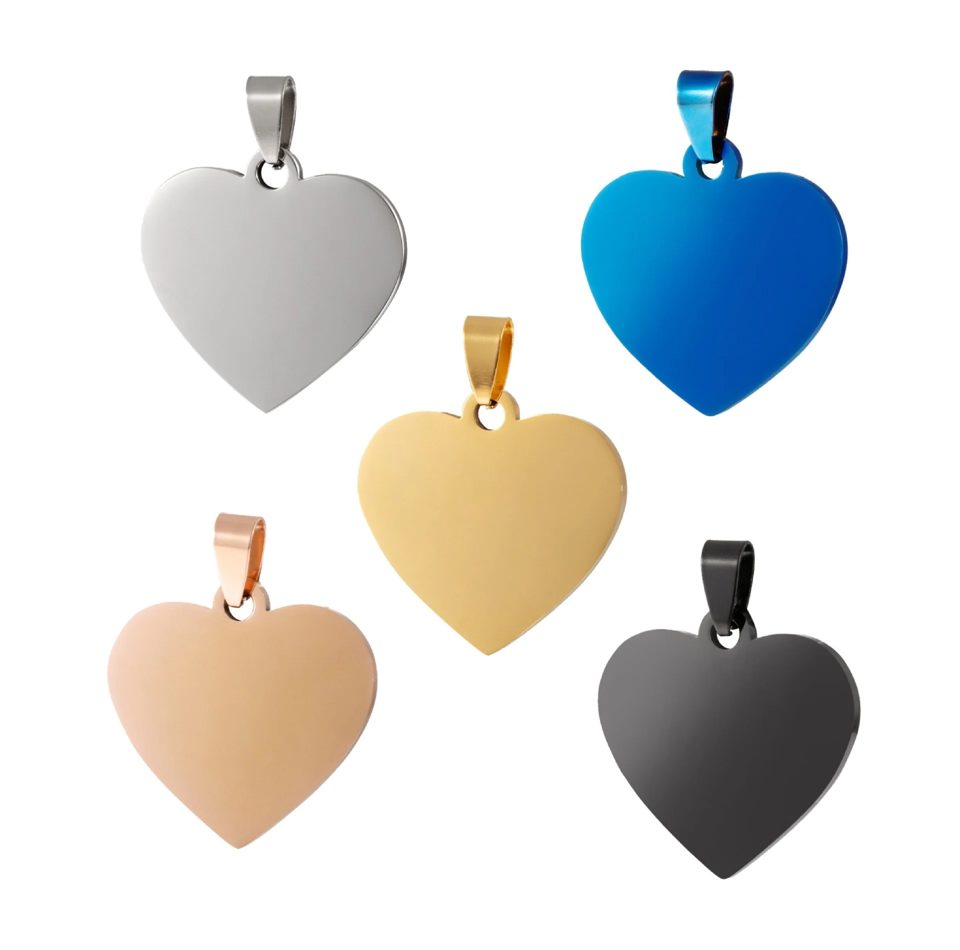 

Wholesale Jewelry Manufacturer Custom Engraved LOGO Blank Heart Pendant Stainless Steel High Polish Heart Shape Charm Pendant