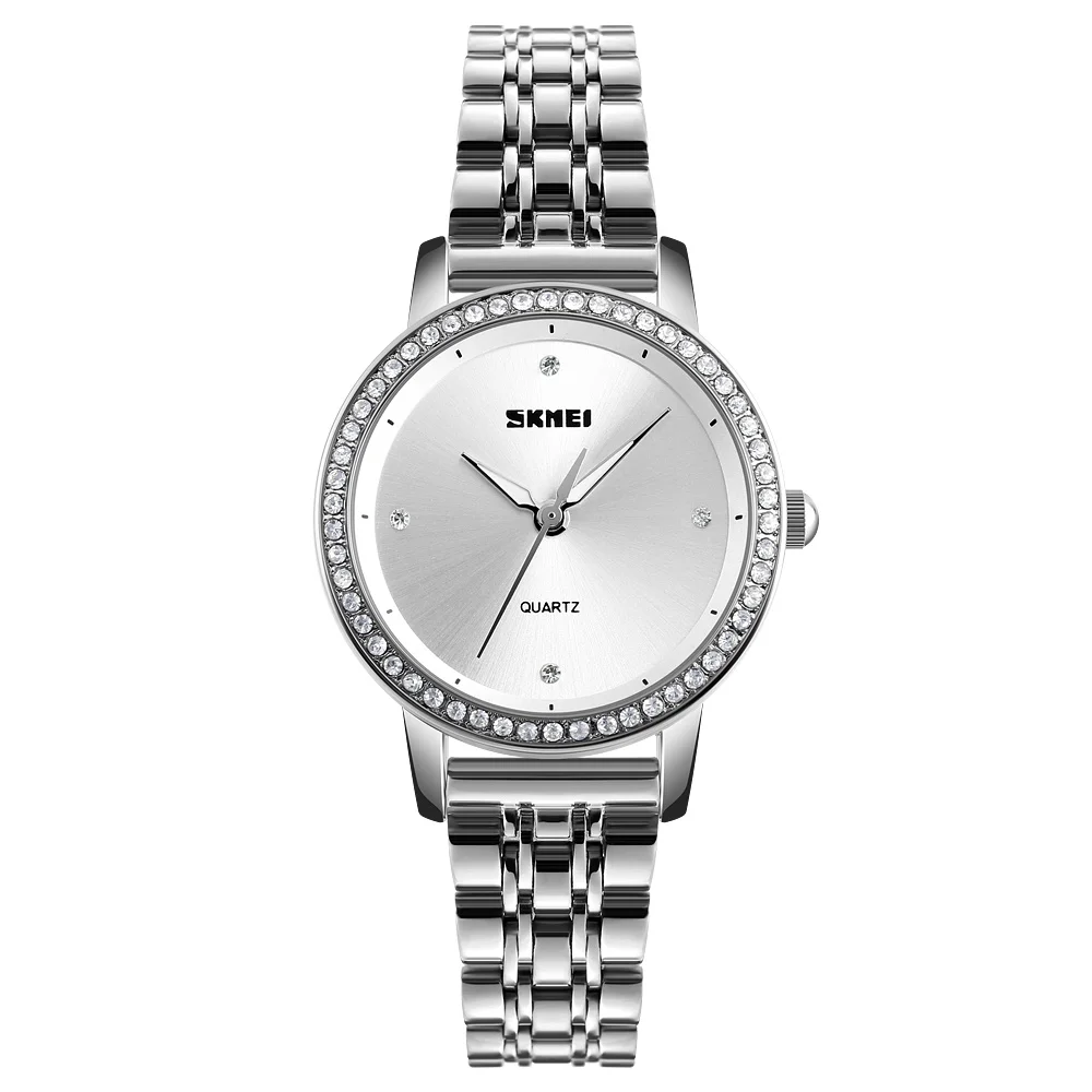 

SKMEI 1311 Wristwatch Diamond Dial Quartz Watch Strap Watches 304 Stainless Steel for Ladies 2020 Glass Women Waterproof