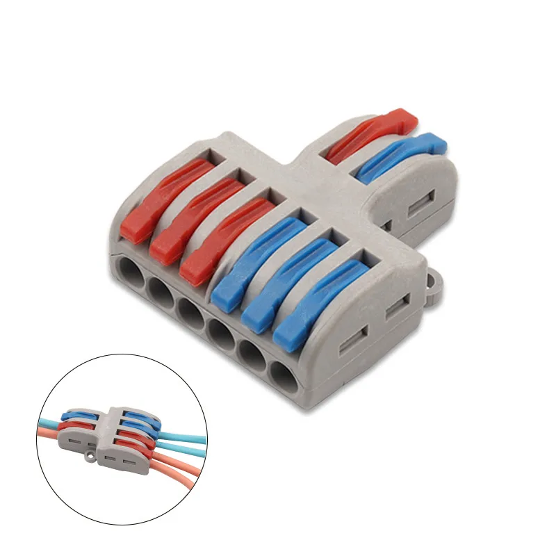 

2 In 6 Out Mini Fast Universal Wire Splitter Terminal Block SPL-62 Compact Wiring Cable Connector LED Lamp Push-in Conductor