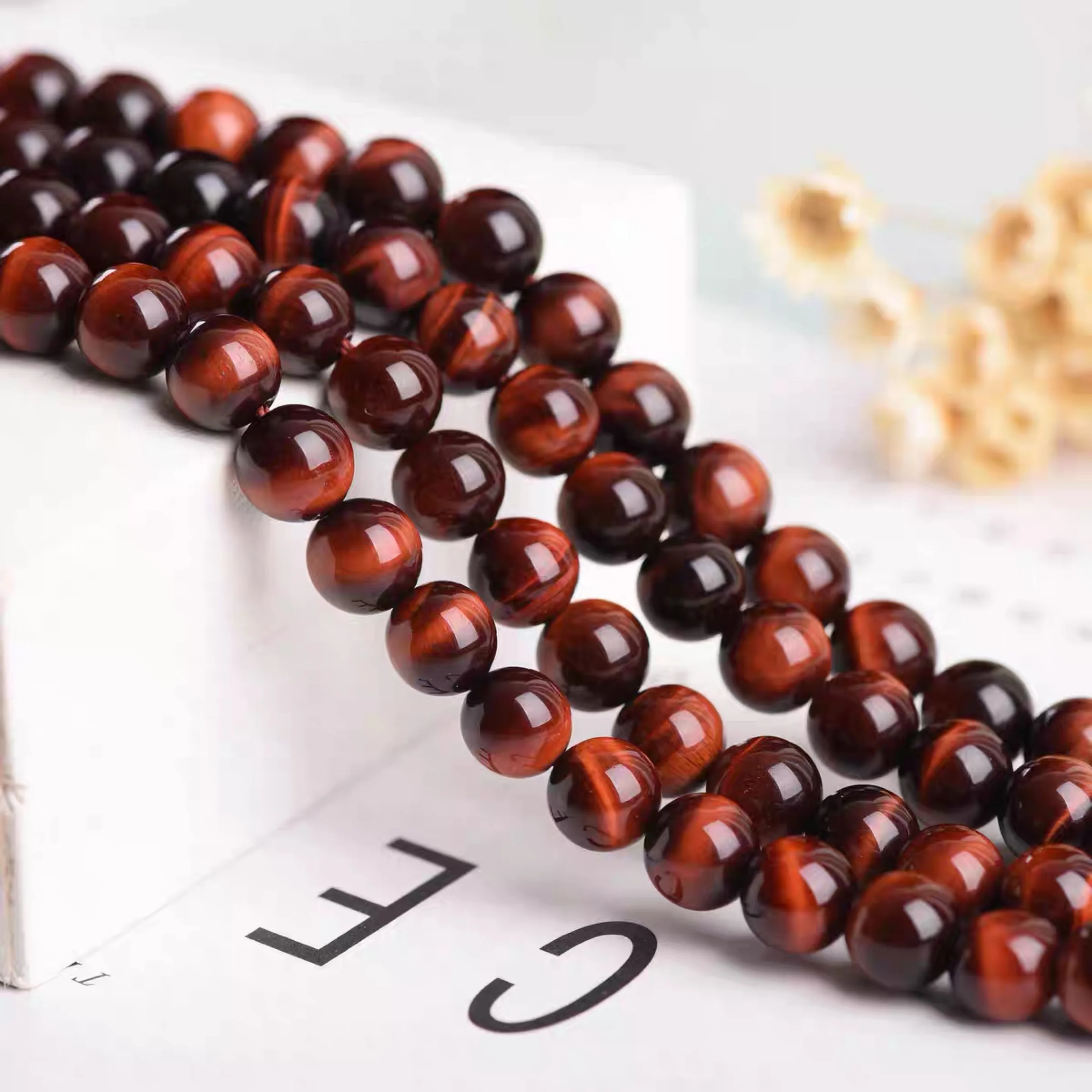 

Gemstone Beads Natural Crystal Healing Red Tiger Eye Stones Loose Beads Natural Bead Stone For Jewelry Making, As picture
