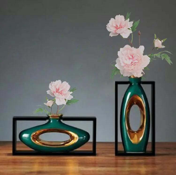 

Modern Ceramic Teal Flower Vase Porcelain White Flower Vase, White/bule