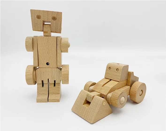 批发diy画木山毛榉变木制汽车玩具机器人