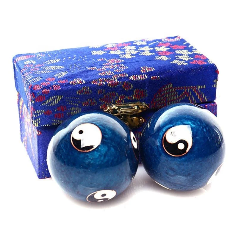 

New Chinese Health Blue Baoding Ball Daily Exercise Stress Relief Handball Therapy Massager Ball Hand Strength Fitness Balls