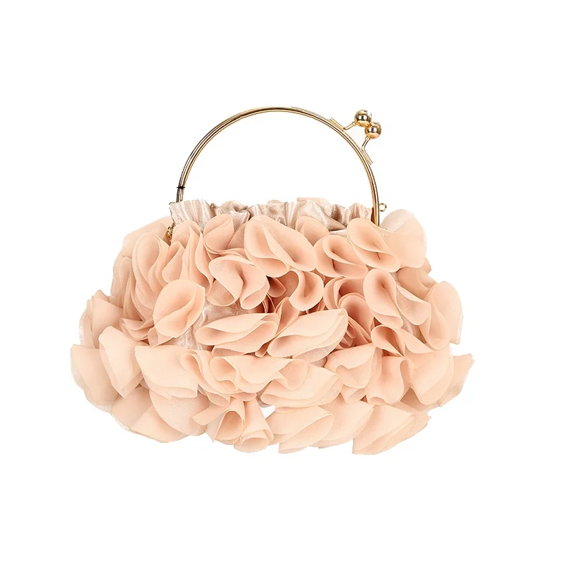 

high quality beautiful flower clutch bag lady evening bag, Khaki