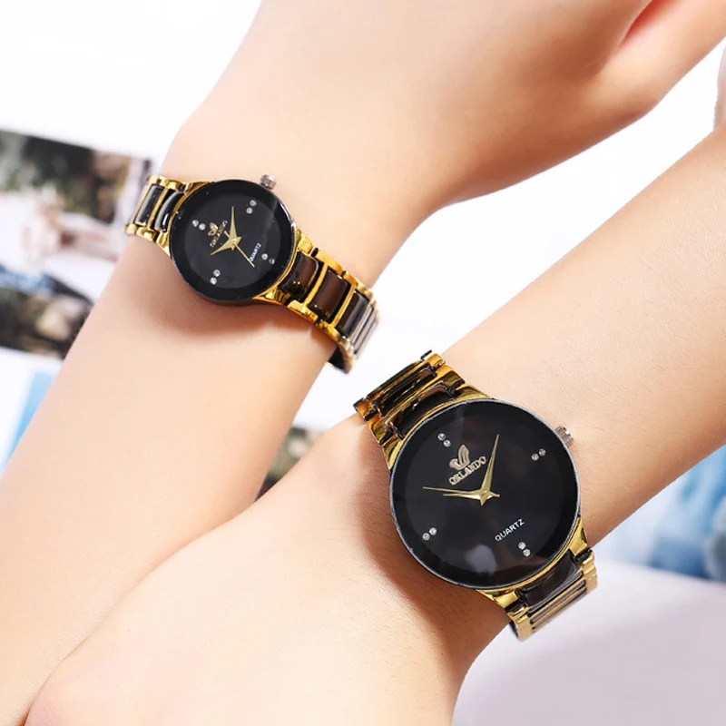 

A Pair Couple watch Men Luxury Brand Lover's Watches Casual Stainless Steel Watches For Women Relogio Feminino Clock For Gifts