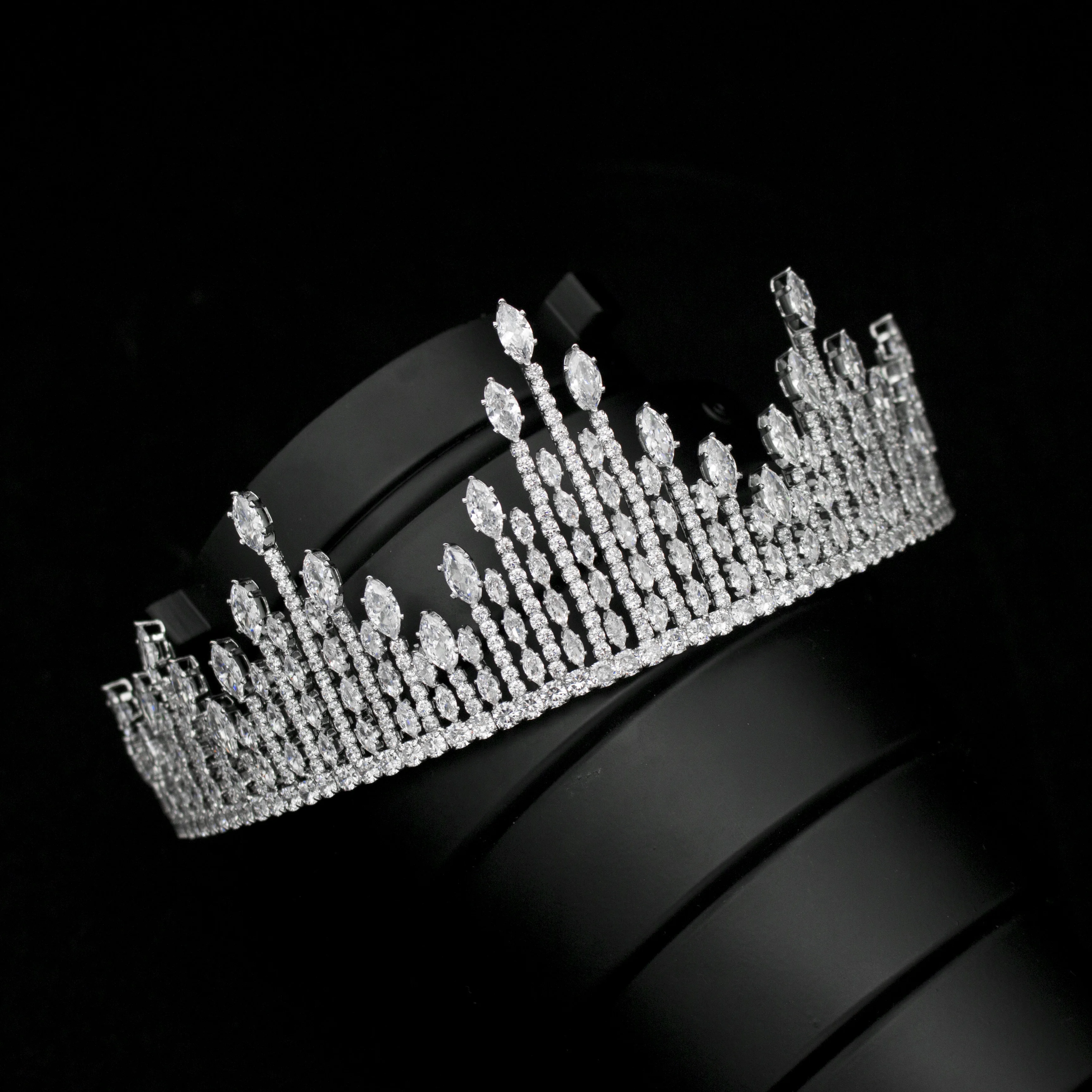 

GS0037 Europe Elegant AAAZircon Zirconia CZ Crystal Bling Shiny Gold Royal Pageant Crown bride Wedding Headpiece Tiara, Sliver/gold