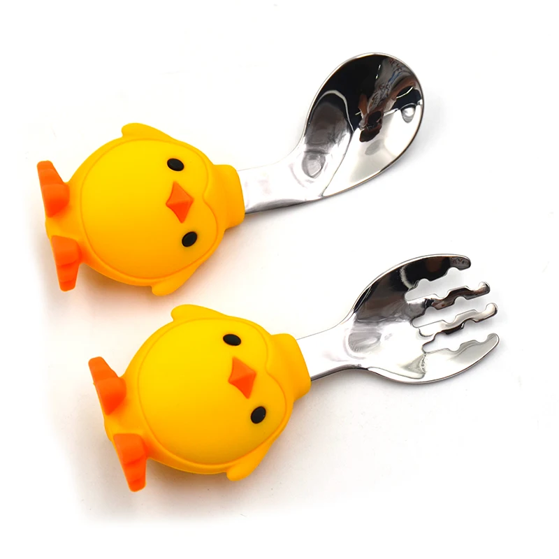 

stainless steel food grade travel baby cutlery set with case