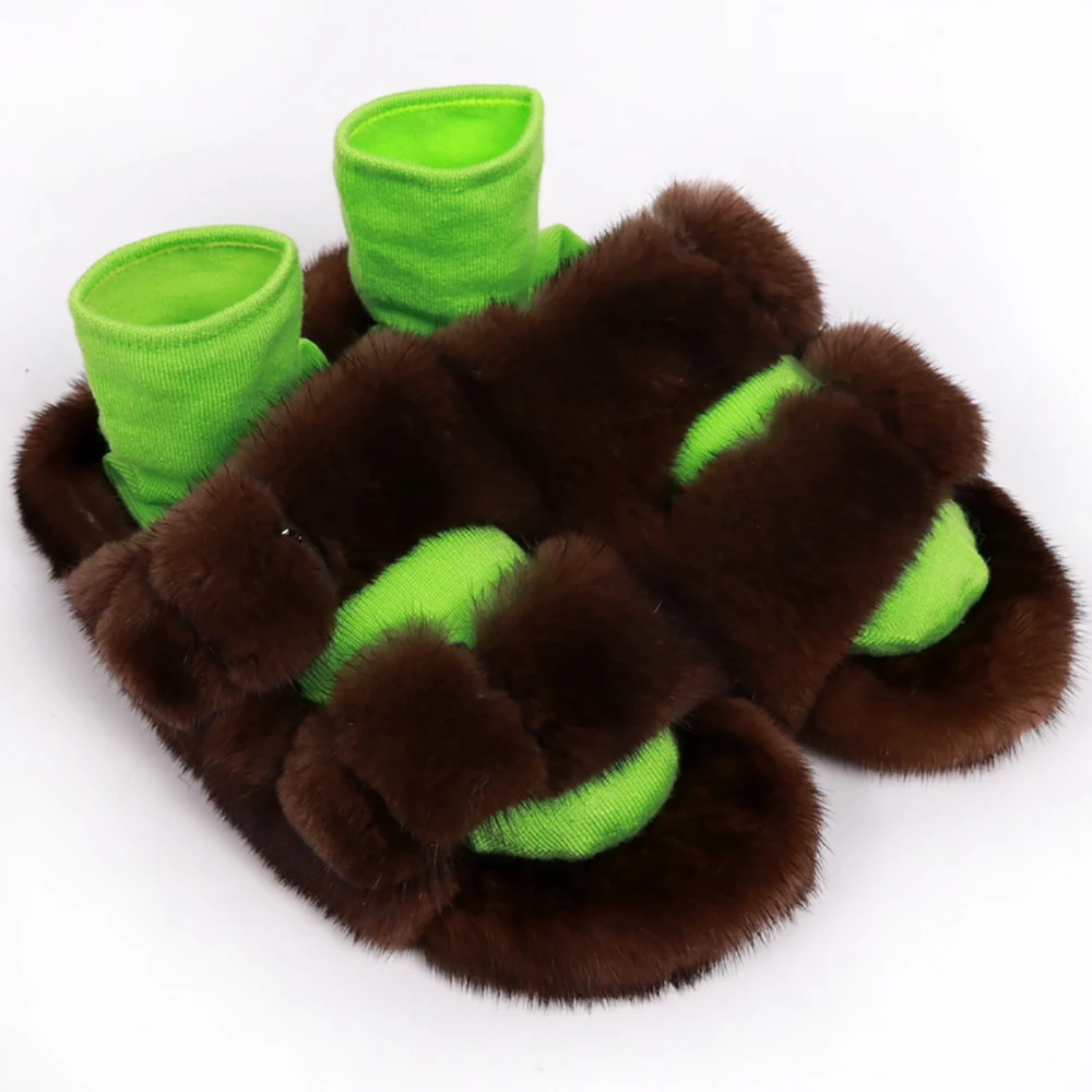 

quality real mink fur slides ladies real fur slippers fur slides for women outside